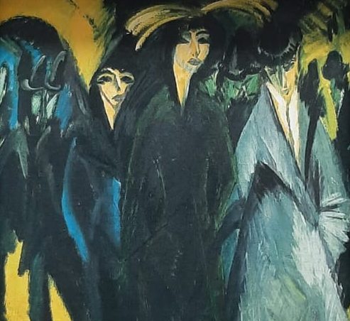 Kirchner-Bild, schön gerahmte ‚Frauen auf der Straße‘